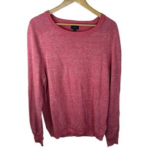 J.Crew Womens Sweater Size Medium Pink Linen Cotton Blend Long Sleeve Classic